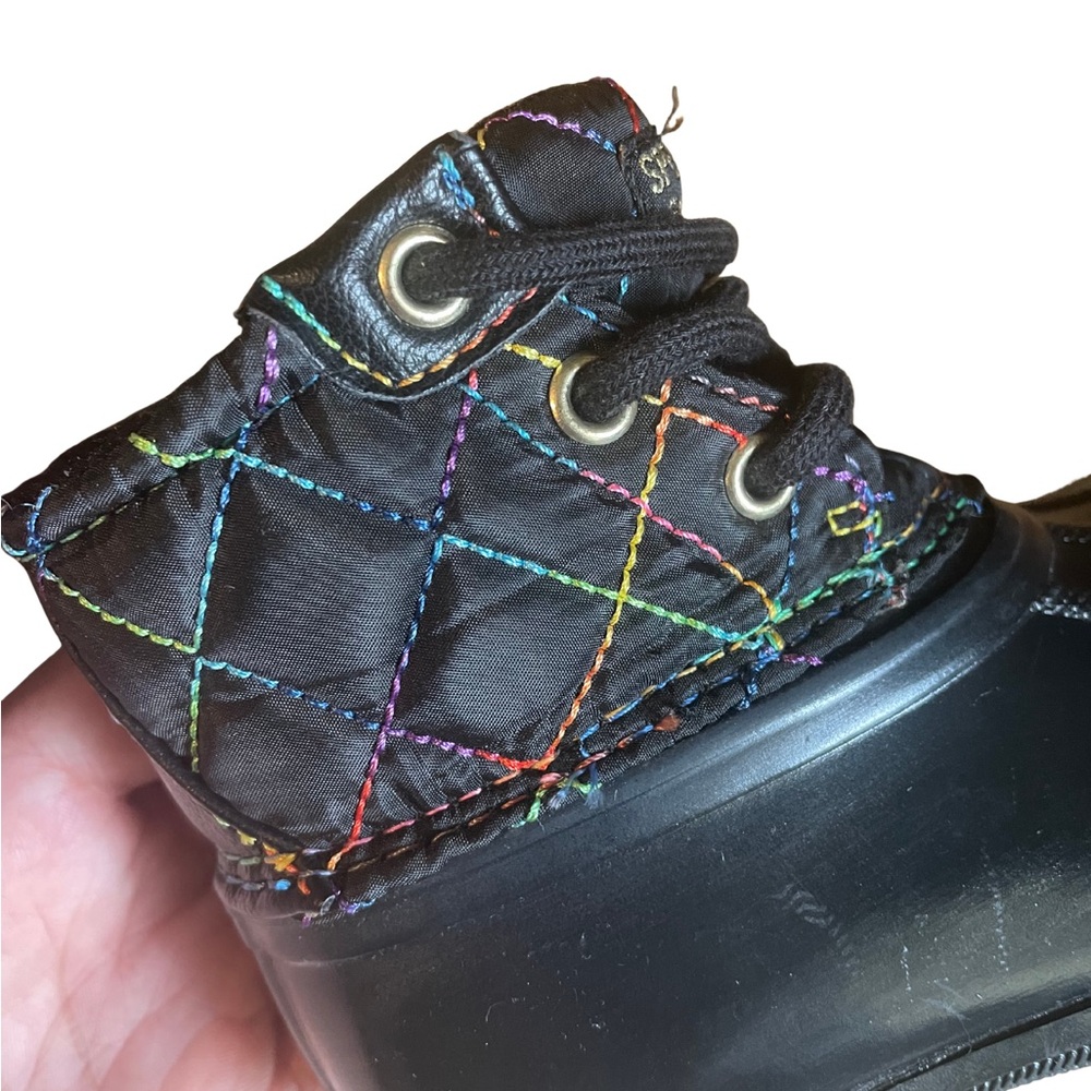 Sperry Toddler Black Quilted Duck Rain Boots | Waterproof | Size 6 - Picture 6 of 9